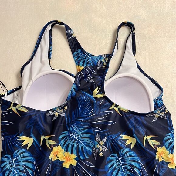 Nicole Miller Vibrant Blue and Yellow One-Piece Swimsuit - Picture 9 of 13